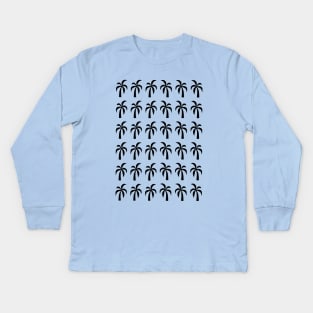 BLACK Palm Pattern Kids Long Sleeve T-Shirt